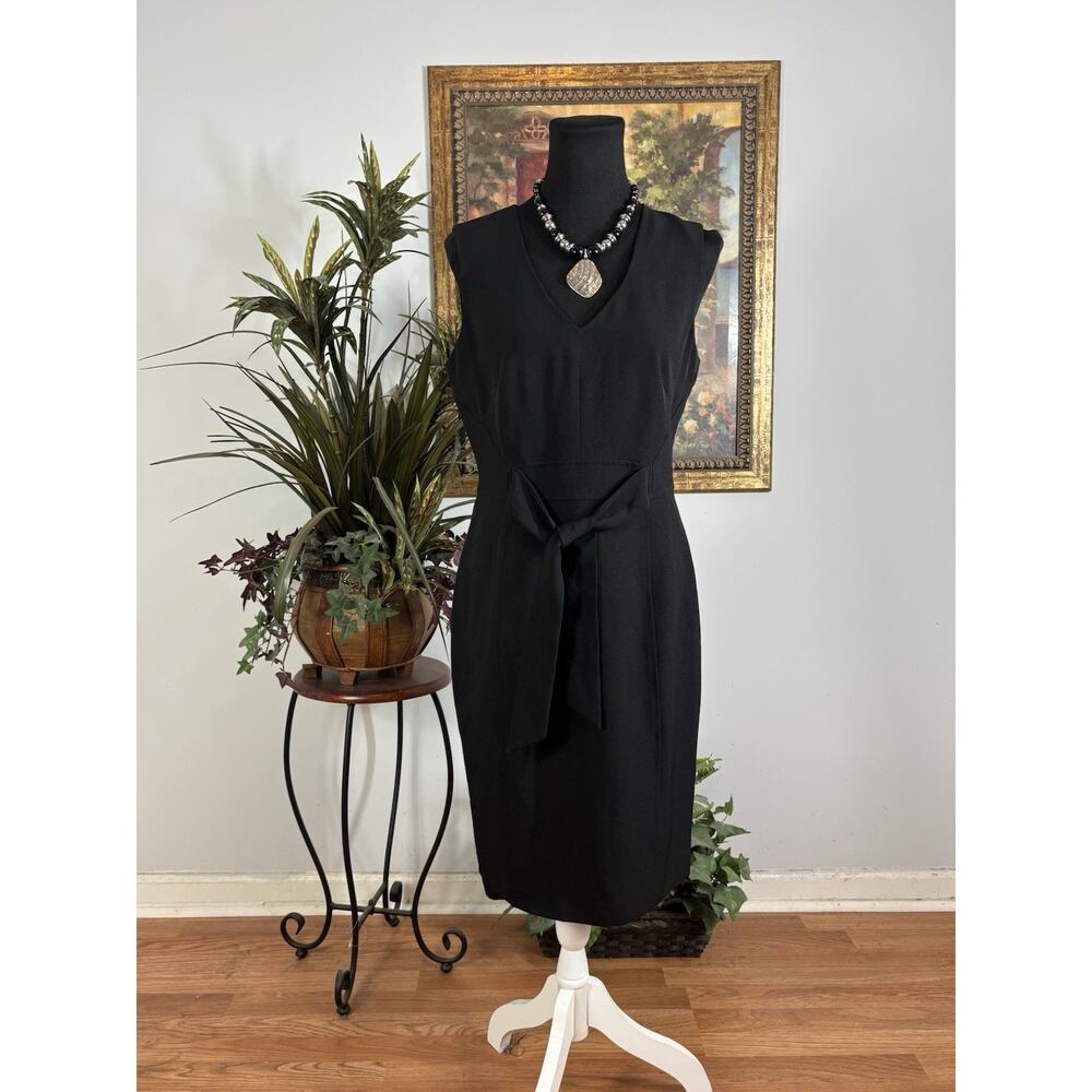 Kasper Women Bodycon Dress Size 4 Black Sleeveless Plunge V-Neck Fairy Core Y2K